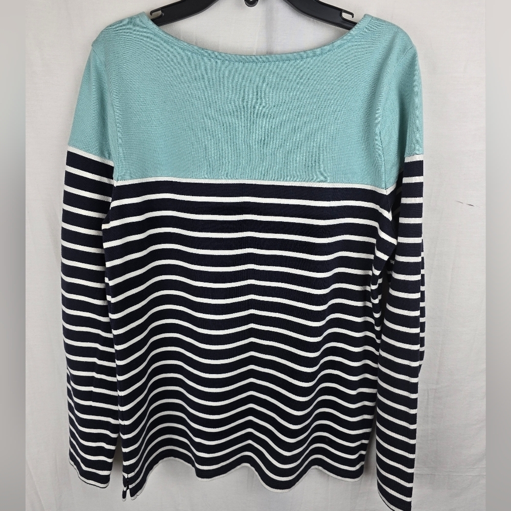 Talbot's Lot Of 2 Blue/ Navy Striped And Teal Long Sleeve Shirts Sz M - Picture 6 of 11